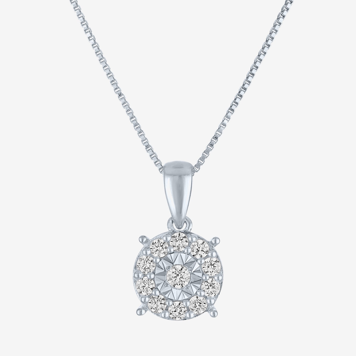 (G-H/ I1-I2) Womens 1/4 CT. T.W. Lab Grown White Diamond Sterling Silver Round 18 Inch Pendant Necklace