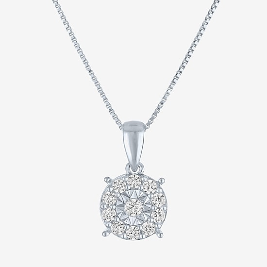 (G-H/ I1-I2) Womens 1/4 CT. T.W. Lab Grown White Diamond Sterling Silver Round 18 Inch Pendant Necklace