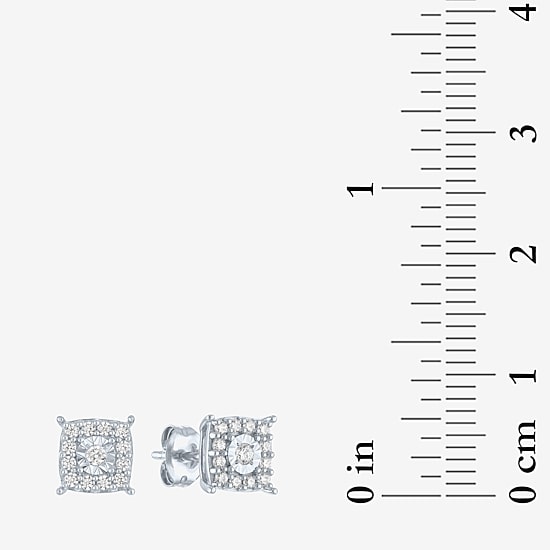 (G-H/ I1-I2) 1/4 CT. T.W. Lab Grown White Diamond Sterling Silver Cushion Stud Earrings