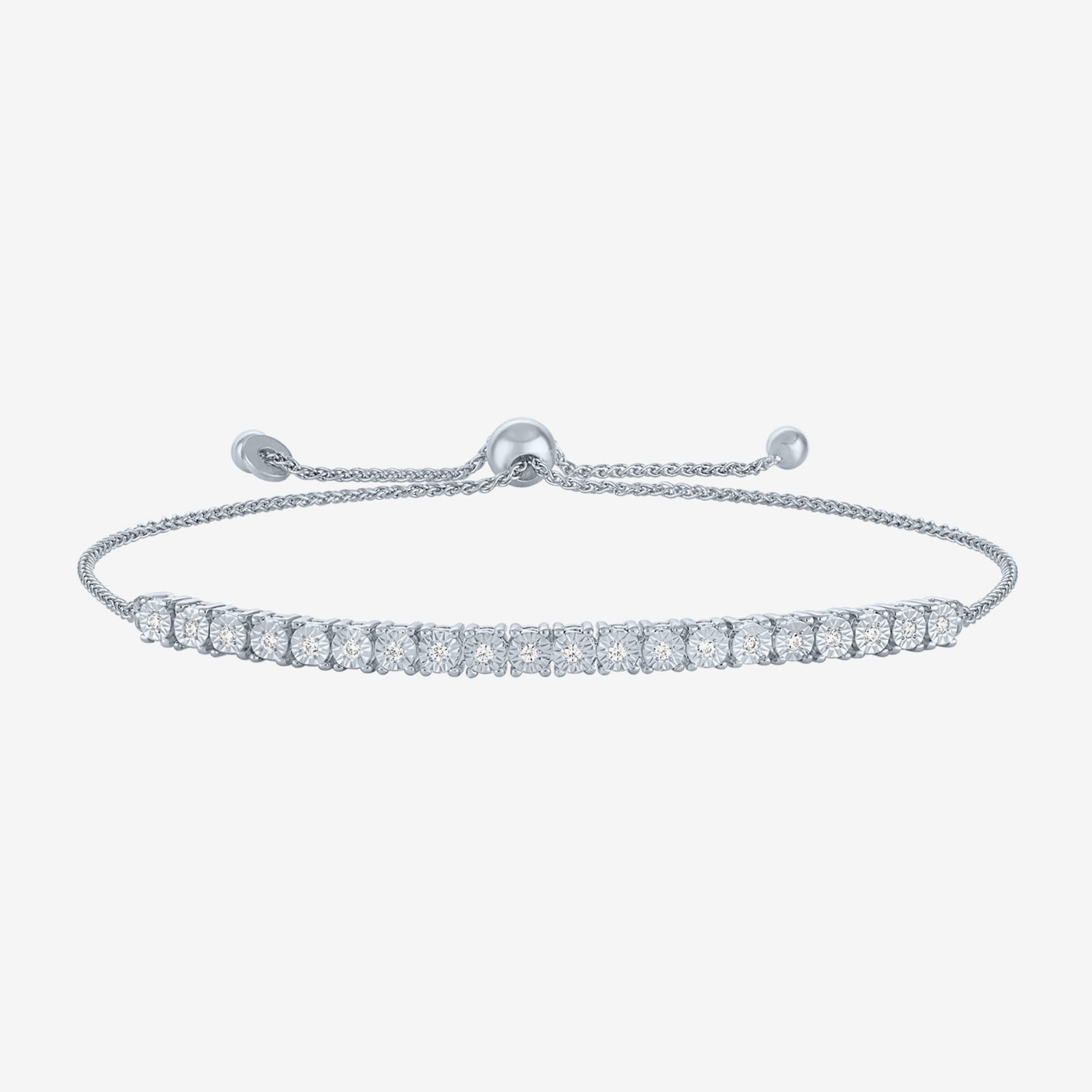 (I1-I2/ G-H) Womens 1/10 CT. T.W. Lab Grown White Diamond Sterling Silver Bolo Bracelet