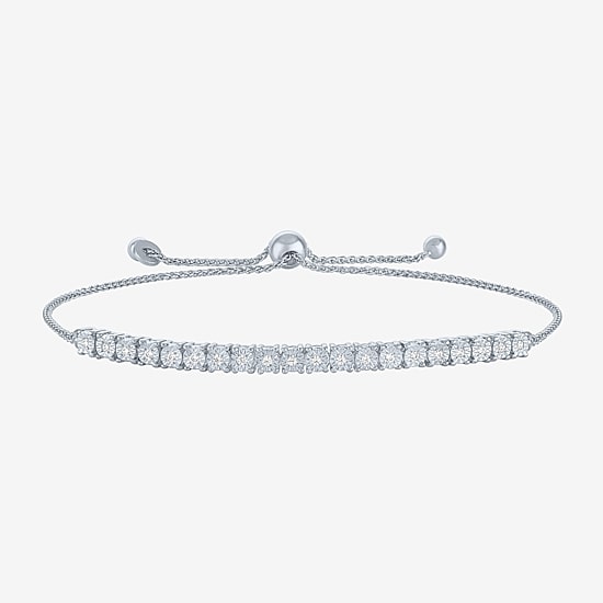 (I1-I2/ G-H) Womens 1/10 CT. T.W. Lab Grown White Diamond Sterling Silver Bolo Bracelet