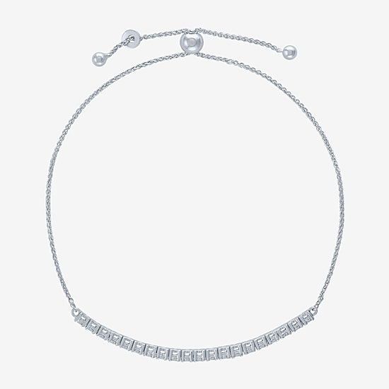 (I1-I2/ G-H) Womens 1/10 CT. T.W. Lab Grown White Diamond Sterling Silver Bolo Bracelet