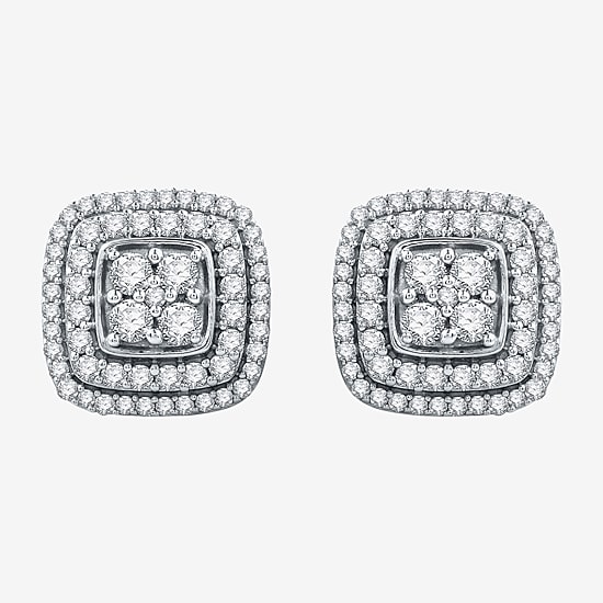 1 CT. T.W. Natural White Diamond Sterling Silver 11.7mm Stud Earrings