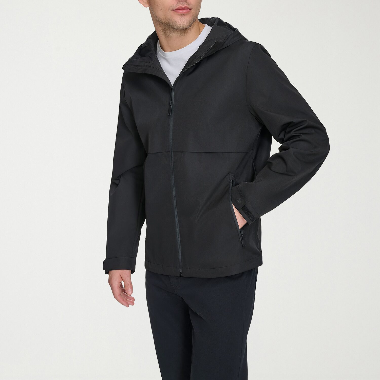 Dockers Mens Hooded Water Resistant Midweight Raincoat