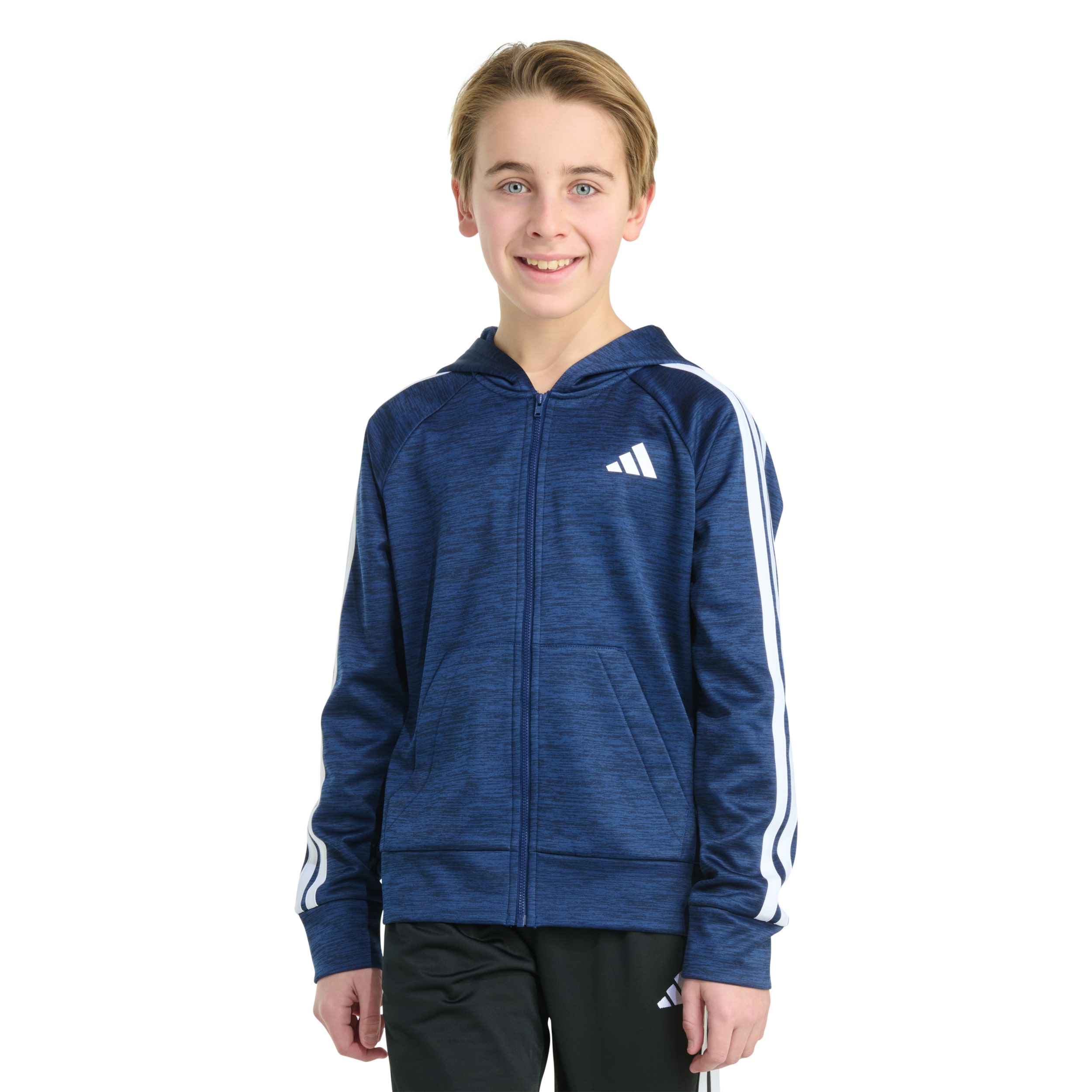 adidas Big Kid Boys Long Sleeve Fleece Zipper Active Hoodie