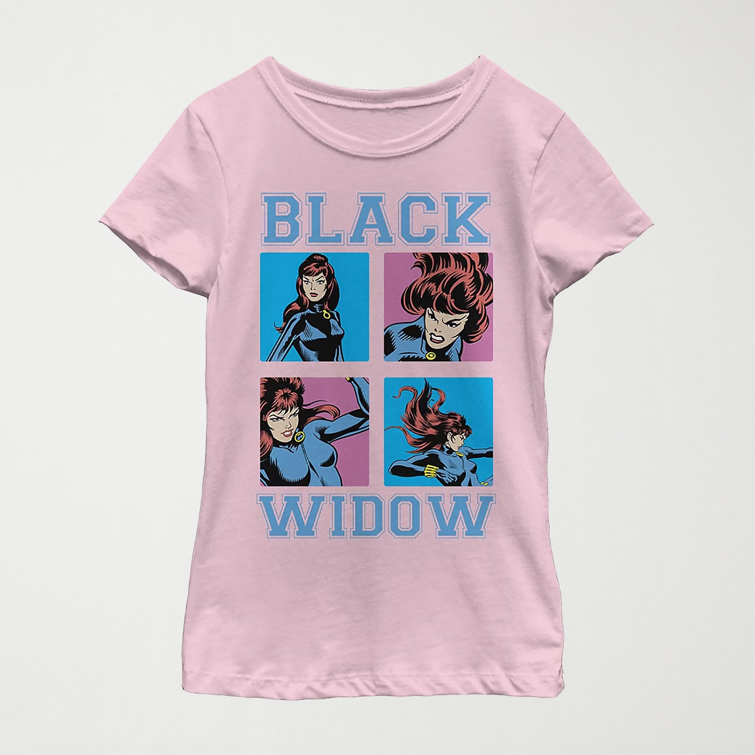 Black Widow Little & Big Kid Girls Crew Neck Short Sleeve Regular Fit Marvel Graphic T-Shirt
