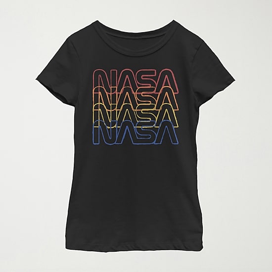 Little & Big Kid Girls Crew Neck Short Sleeve Regular Fit NASA Graphic T-Shirt