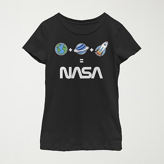 Little & Big Kid Girls Crew Neck Short Sleeve Regular Fit NASA Graphic T-Shirt