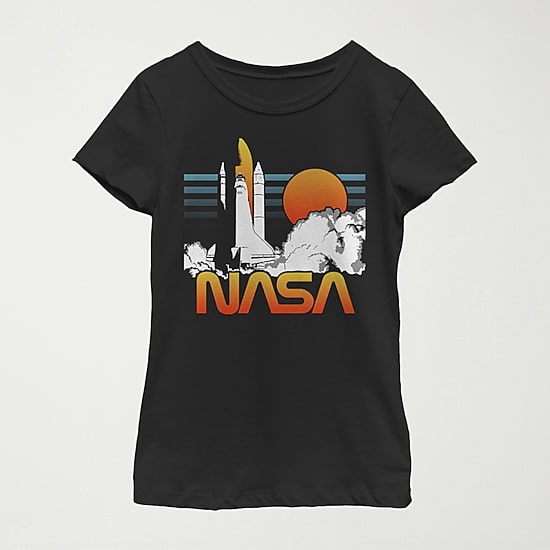 Little & Big Kid Girls Crew Neck Short Sleeve Regular Fit NASA Graphic T-Shirt