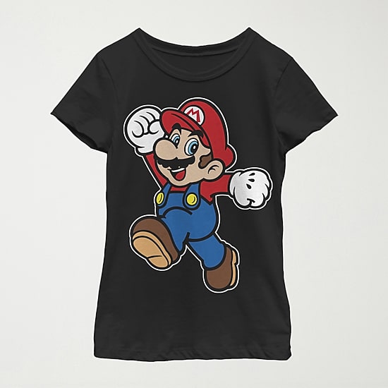 Little & Big Kid Girls Crew Neck Short Sleeve Regular Fit Super Mario Graphic T-Shirt