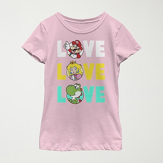 Little & Big Kid Girls Crew Neck Short Sleeve Regular Fit Super Mario Graphic T-Shirt