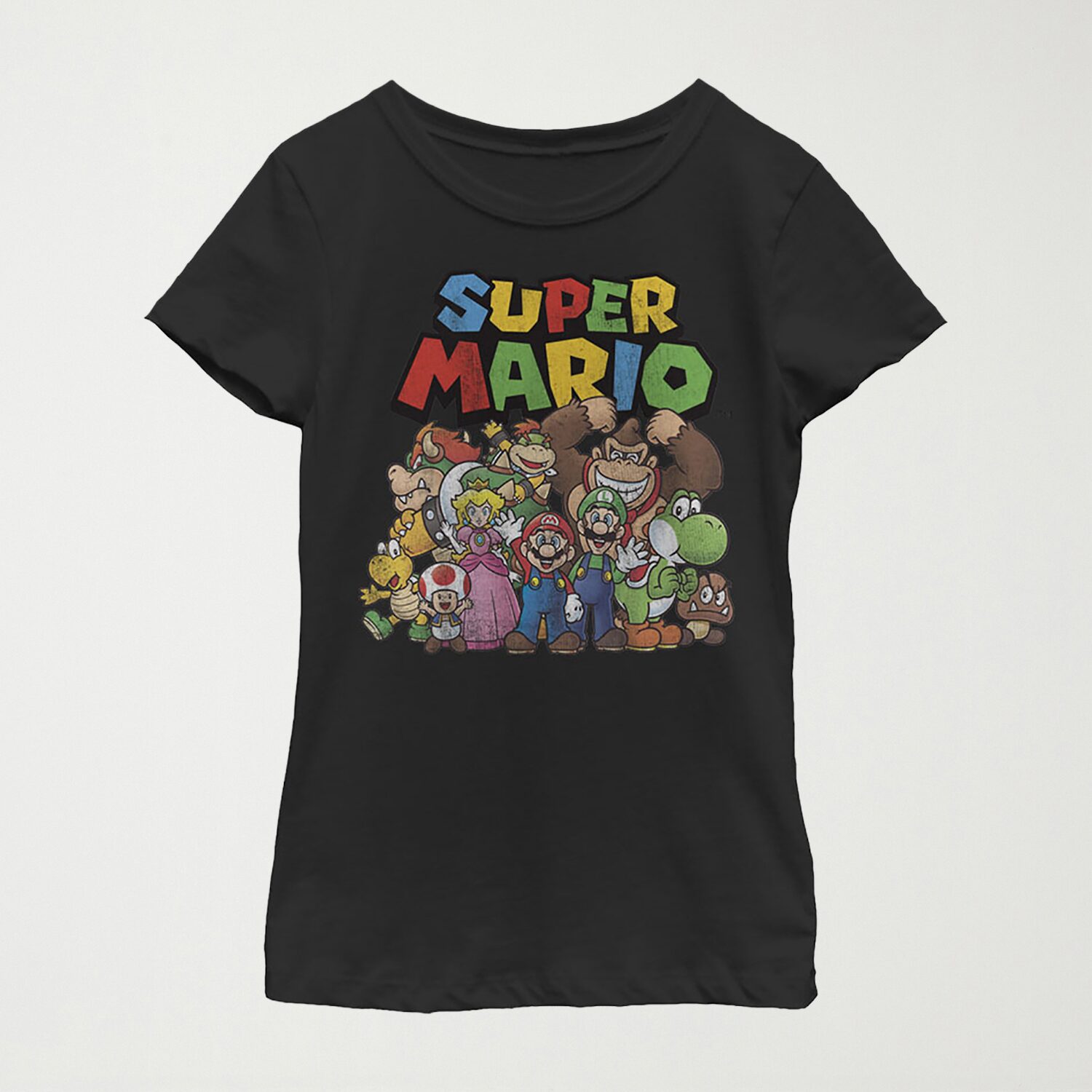 Little & Big Kid Girls Crew Neck Short Sleeve Regular Fit Super Mario Graphic T-Shirt