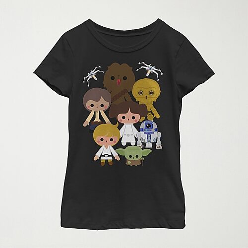 Little & Big Kid Girls Crew Neck Short Sleeve Regular Fit Star Wars Graphic T-Shirt, Small, Black