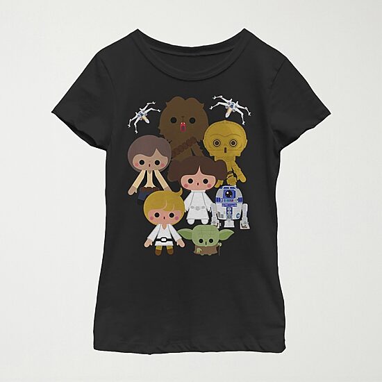 Little & Big Kid Girls Crew Neck Short Sleeve Regular Fit Star Wars Graphic T-Shirt