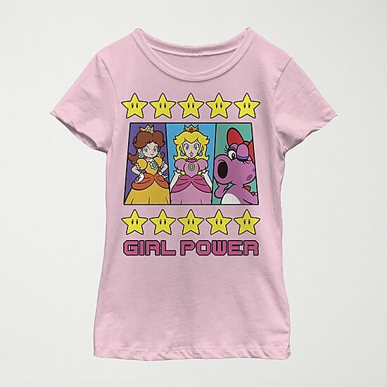 Little & Big Kid Girls Crew Neck Short Sleeve Regular Fit Super Mario Graphic T-Shirt
