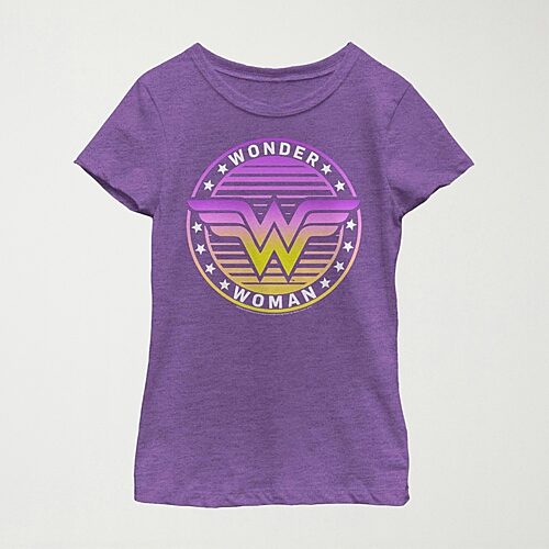 Little & Big Kid Girls Crew Neck Short Sleeve Regular Fit DC Comics Wonder Woman Graphic T-Shirt, X-small, Purple