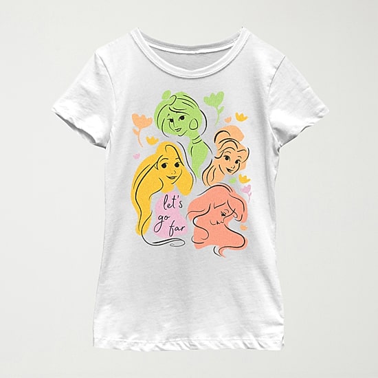 Disney Little & Big Kid Girls Crew Neck Short Sleeve Slim Fit Princess Graphic T-Shirt