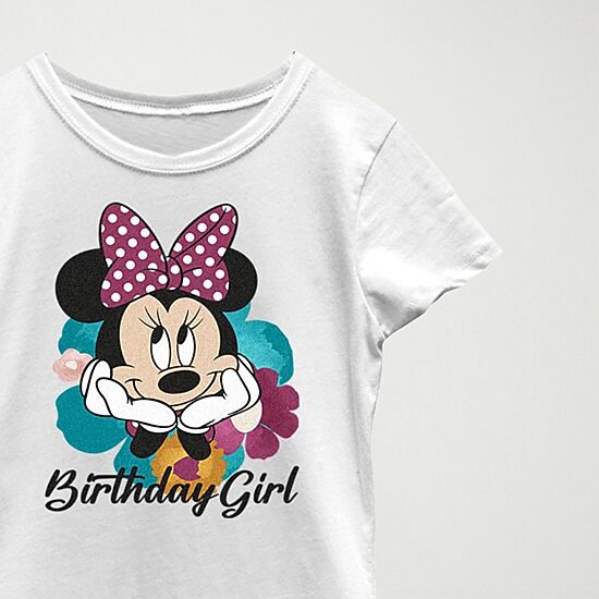 Little & Big Kid Girls Crew Neck Short Sleeve Slim Fit Minnie Mouse Graphic T-Shirt