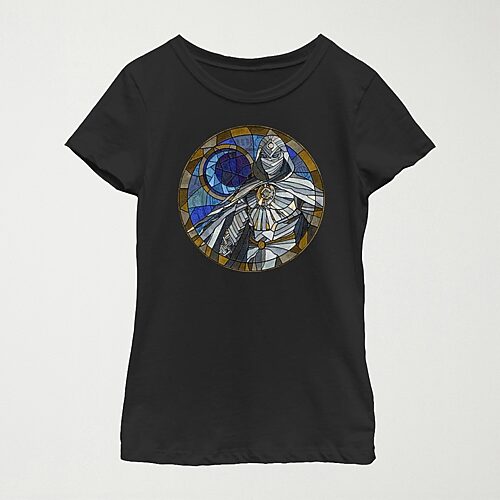 Moon Knight Little & Big Kid Girls Crew Neck Short Sleeve Slim Fit Marvel Graphic T-Shirt, Small, Black