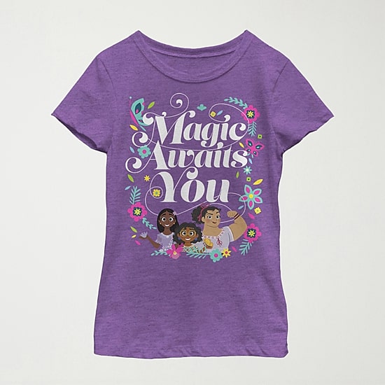 Disney Encanto Little & Big Kid Girls Crew Neck Short Sleeve Slim Fit Encanto Graphic T-Shirt