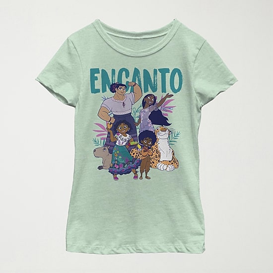 Disney Encanto Little & Big Kid Girls Crew Neck Short Sleeve Slim Fit Encanto Graphic T-Shirt
