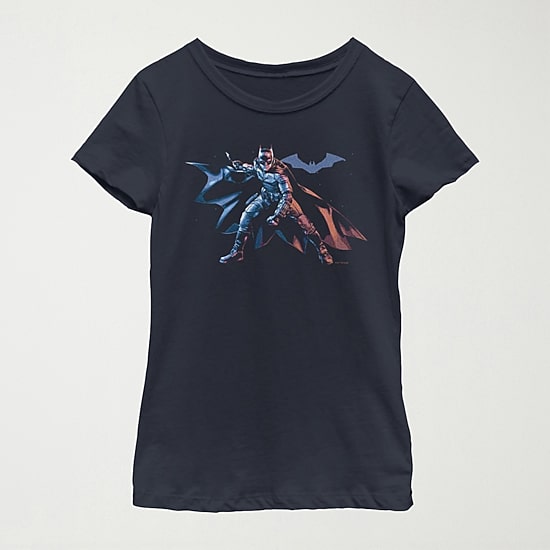 Little & Big Kid Girls Crew Neck Short Sleeve Slim Fit Batman Graphic T-Shirt
