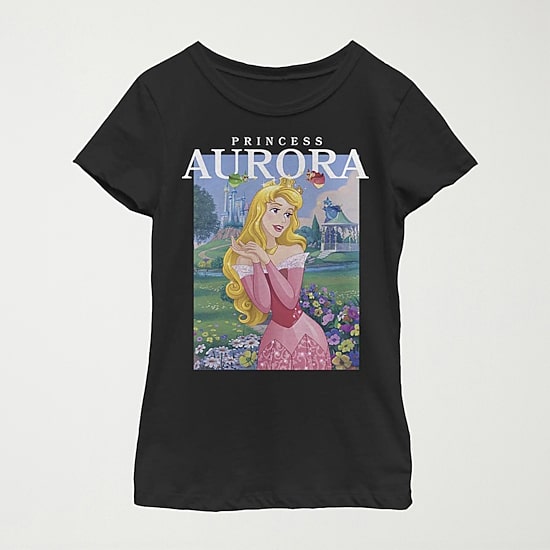 Disney Little & Big Kid Girls Crew Neck Short Sleeve Regular Fit Sleeping Beauty Graphic T-Shirt