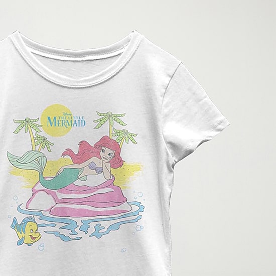 Disney Little & Big Kid Girls Crew Neck Short Sleeve Regular Fit Ariel Graphic T-Shirt
