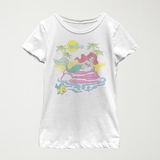 Disney Little & Big Kid Girls Crew Neck Short Sleeve Regular Fit Ariel Graphic T-Shirt