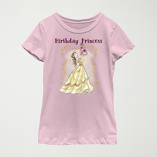 Disney Little & Big Kid Girls Crew Neck Short Sleeve Regular Fit Belle Graphic T-Shirt