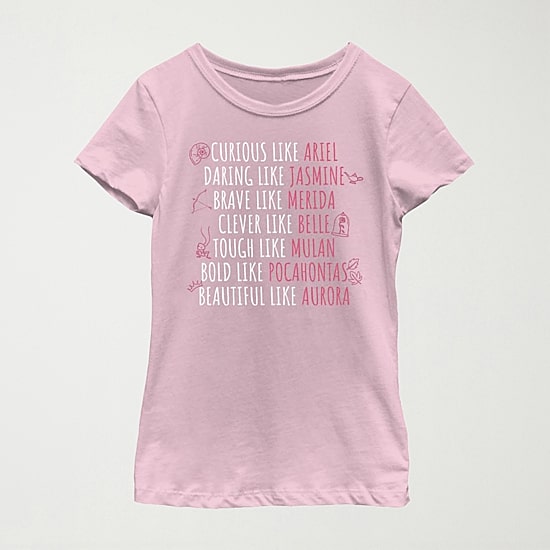 Disney Little & Big Kid Girls Crew Neck Short Sleeve Regular Fit Princess Graphic T-Shirt