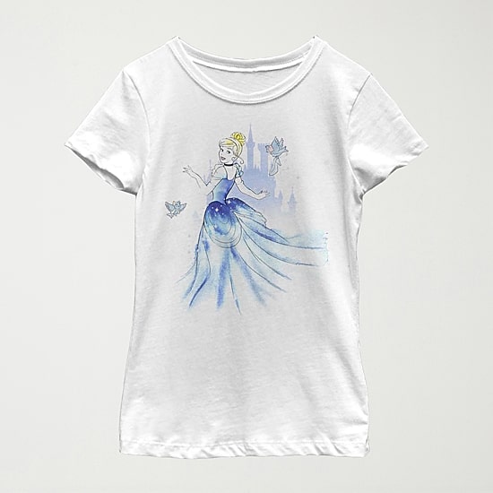 Disney Little & Big Kid Girls Crew Neck Short Sleeve Regular Fit Cinderella Graphic T-Shirt