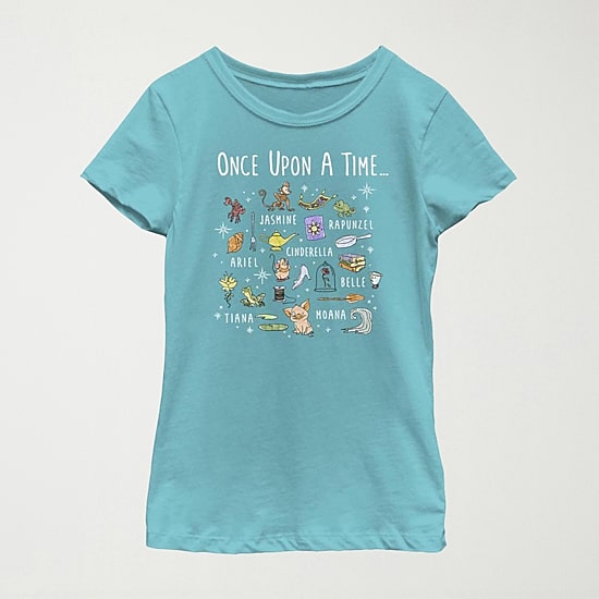 Disney Little & Big Kid Girls Crew Neck Short Sleeve Regular Fit Princess Graphic T-Shirt