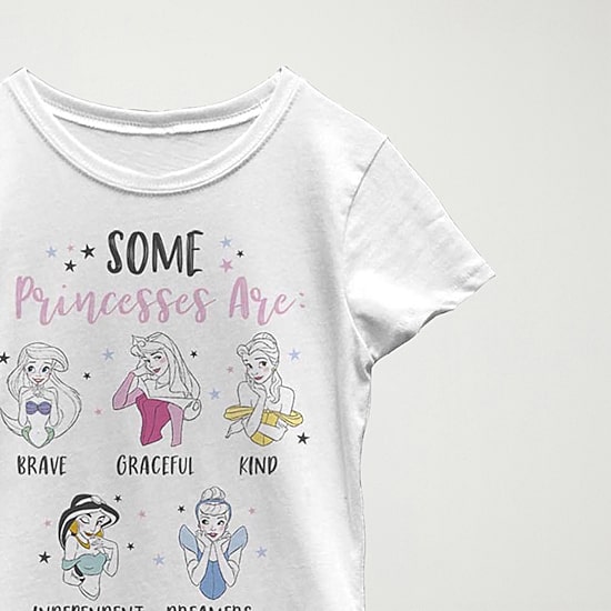 Disney Little & Big Kid Girls Crew Neck Short Sleeve Regular Fit Princess Graphic T-Shirt