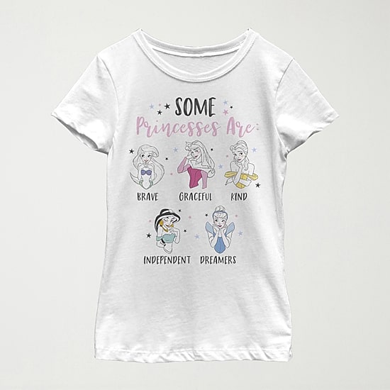 Disney Little & Big Kid Girls Crew Neck Short Sleeve Regular Fit Princess Graphic T-Shirt
