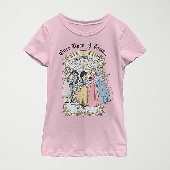 Disney Little & Big Kid Girls Crew Neck Short Sleeve Regular Fit Princess Graphic T-Shirt