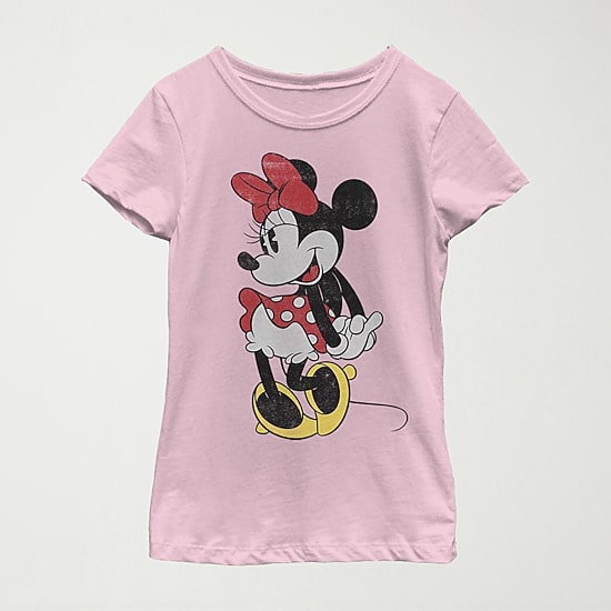 Little & Big Kid Girls Crew Neck Short Sleeve Regular Fit Minnie Mouse Graphic T-Shirt