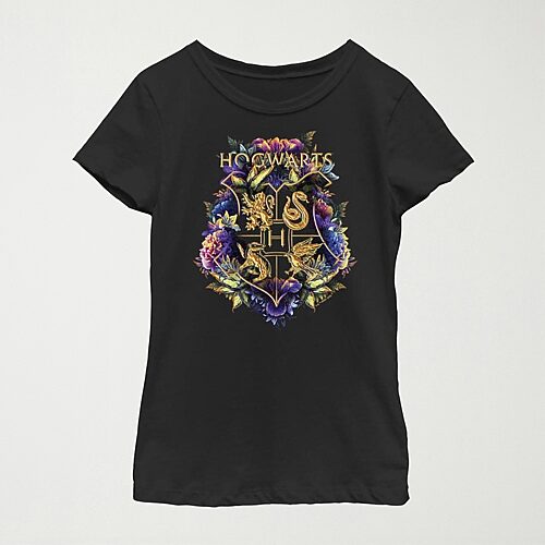 Little & Big Kid Girls Crew Neck Short Sleeve Regular Fit Harry Potter Graphic T-Shirt, Medium, Black