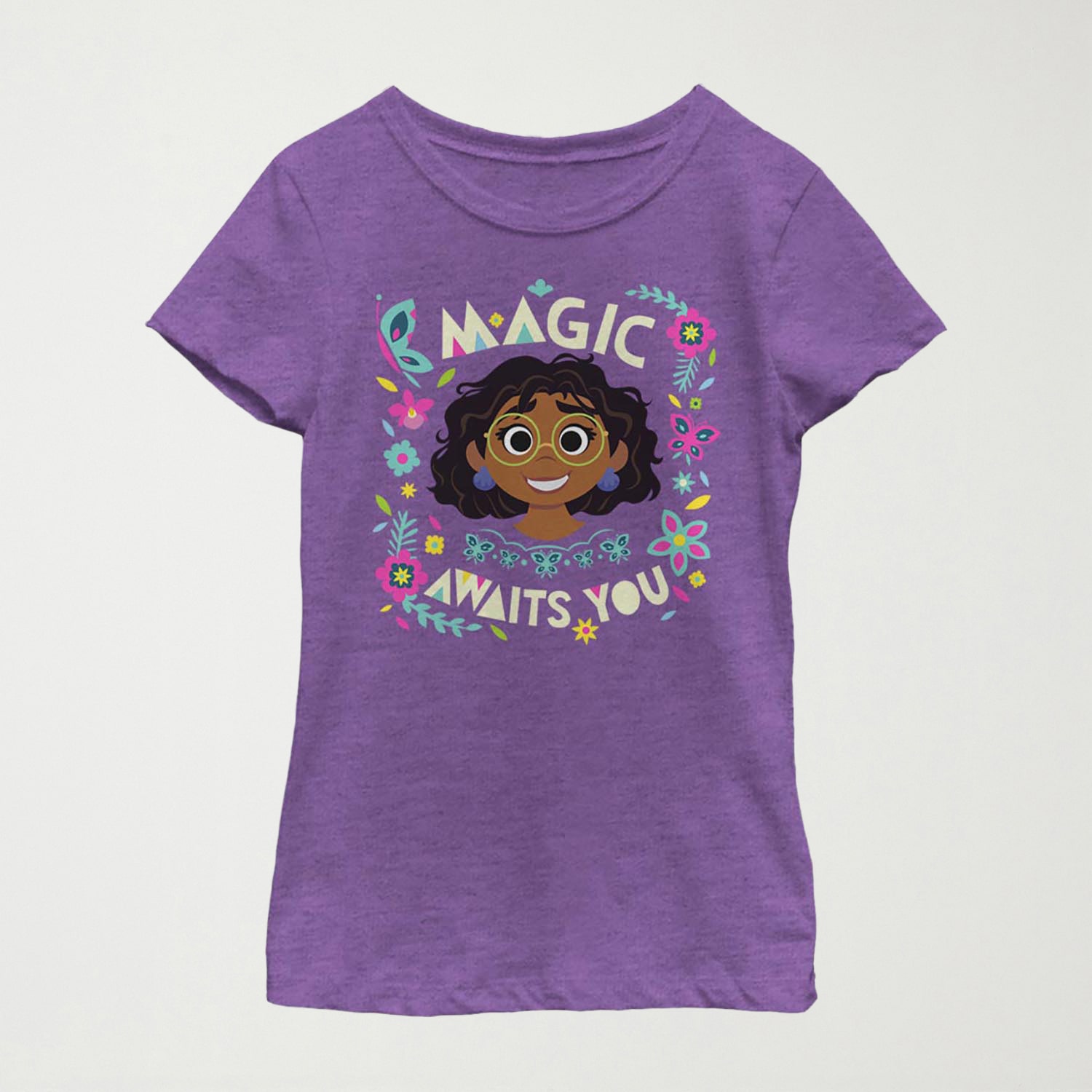 Disney Little & Big Kid Girls Crew Neck Short Sleeve Regular Fit Encanto Graphic T-Shirt