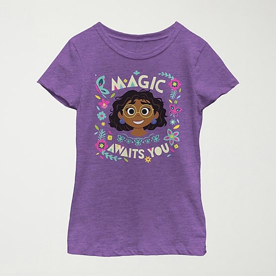 Disney Little & Big Kid Girls Crew Neck Short Sleeve Regular Fit Encanto Graphic T-Shirt