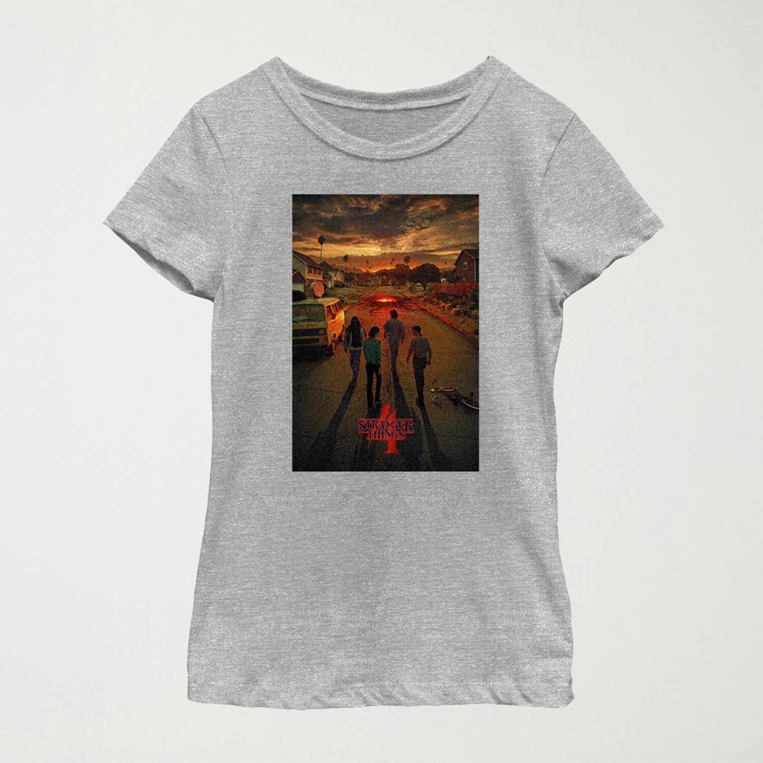 Little & Big Kid Girls Crew Neck Short Sleeve Regular Fit Stranger Things Graphic T-Shirt