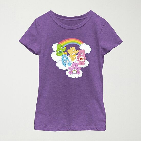 Little & Big Kid Girls Crew Neck Short Sleeve Regular Fit Care Bears Graphic T-Shirt