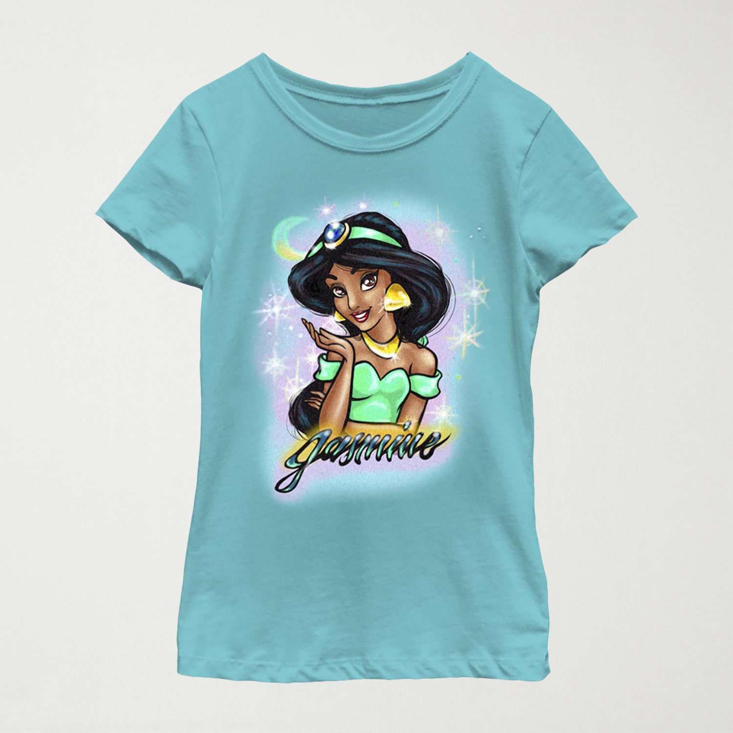 Disney Little & Big Kid Girls Crew Neck Short Sleeve Regular Fit Jasmine Graphic T-Shirt