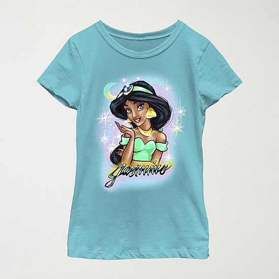 Disney Little & Big Kid Girls Crew Neck Short Sleeve Regular Fit Jasmine Graphic T-Shirt