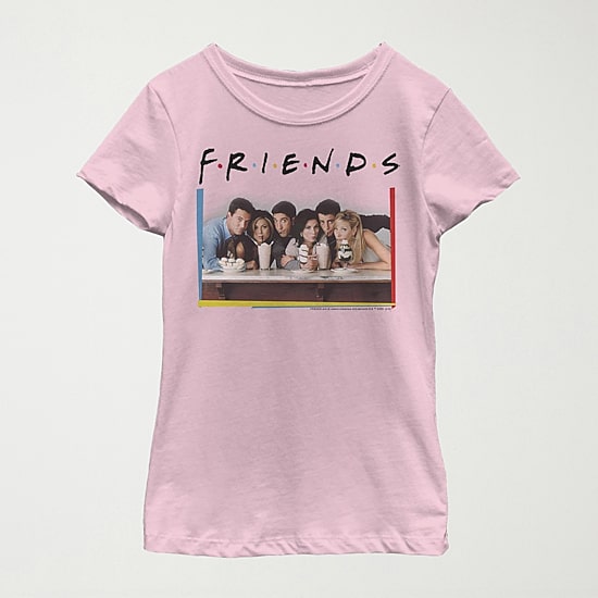 Little & Big Kid Girls Crew Neck Short Sleeve Regular Fit Friends Graphic T-Shirt