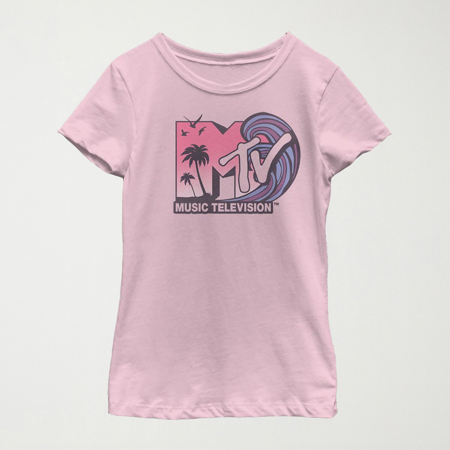 Little & Big Kid Girls Crew Neck Short Sleeve Regular Fit MTV Graphic T-Shirt