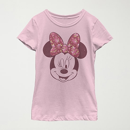 Disney Little & Big Kid Girls Crew Neck Short Sleeve Regular Fit Minnie Mouse Graphic T-Shirt