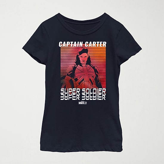 Captain Carter Little & Big Kid Girls Crew Neck Short Sleeve Slim Fit Marvel Graphic T-Shirt