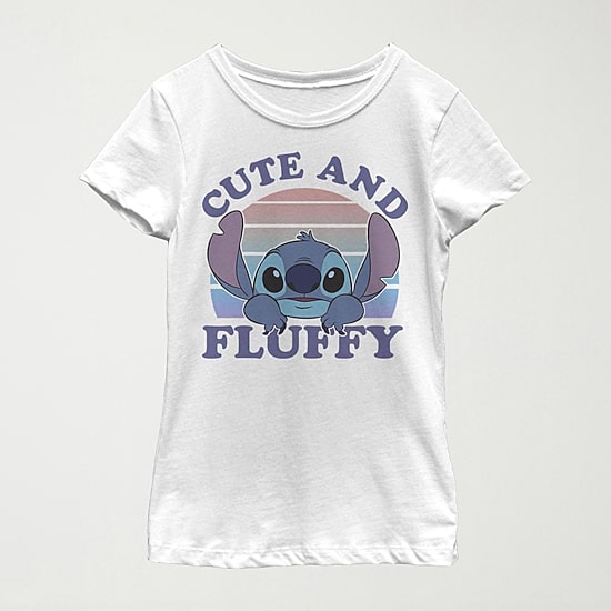 Little & Big Kid Girls Crew Neck Short Sleeve Slim Fit Lilo & Stitch Graphic T-Shirt