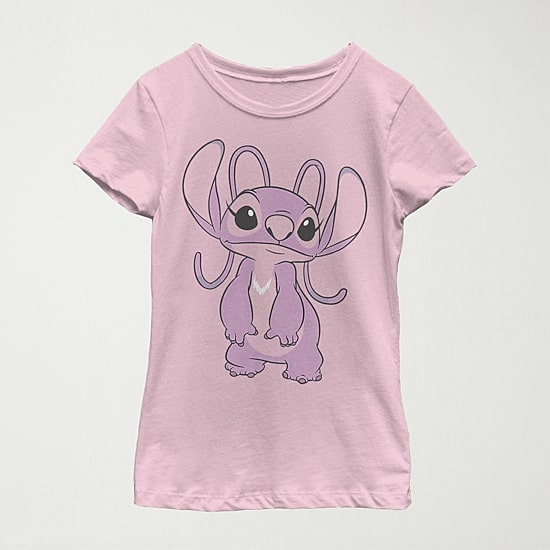 Little & Big Kid Girls Crew Neck Short Sleeve Slim Fit Lilo & Stitch Graphic T-Shirt